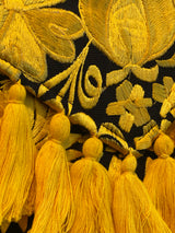 Yellow and Black Clutch with Tassels