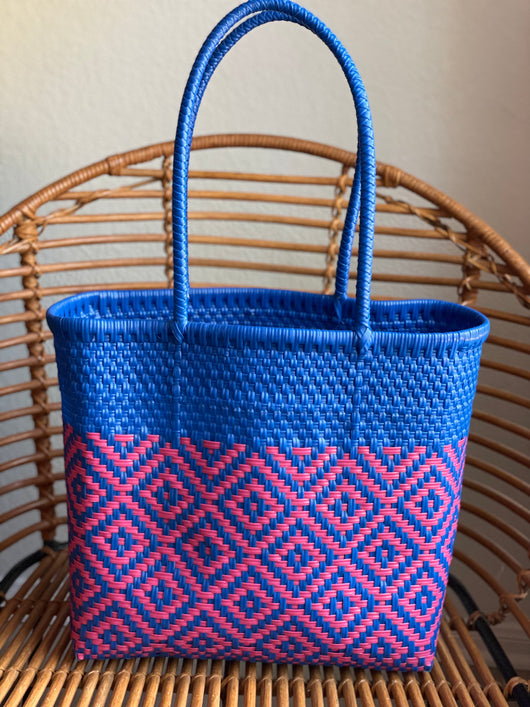 Blue and Magenta Woven Tote