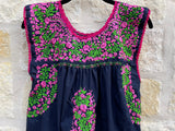 Navy with Green and Magenta Felicia Blouse