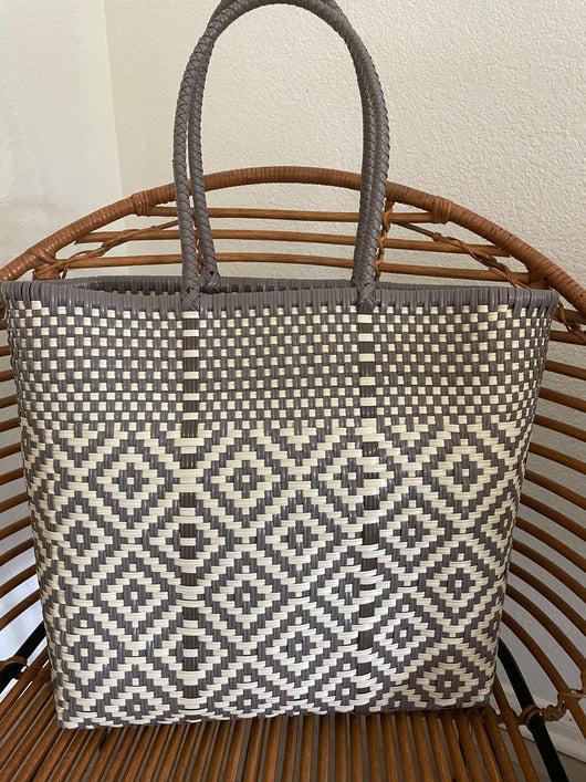 Taupe and Tan Woven Tote