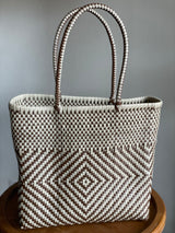 Cream and Brown Woven Tote