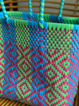 Green, Turquoise and Magenta Woven Tote