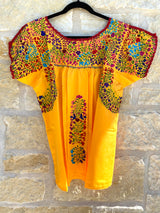 Yellow with Multicolor Short-Sleeve San Antonino Blouse