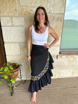 Black Puebla Ruffle Wrap Skirt - OS