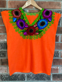 Orange with Green La Bohemia Blouse
